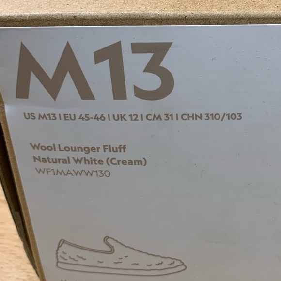 NEW Wool Lounger Fluff Mens 13 Natural White Cream Merino Wool MF1MAWW130‎ - Picture 7 of 12